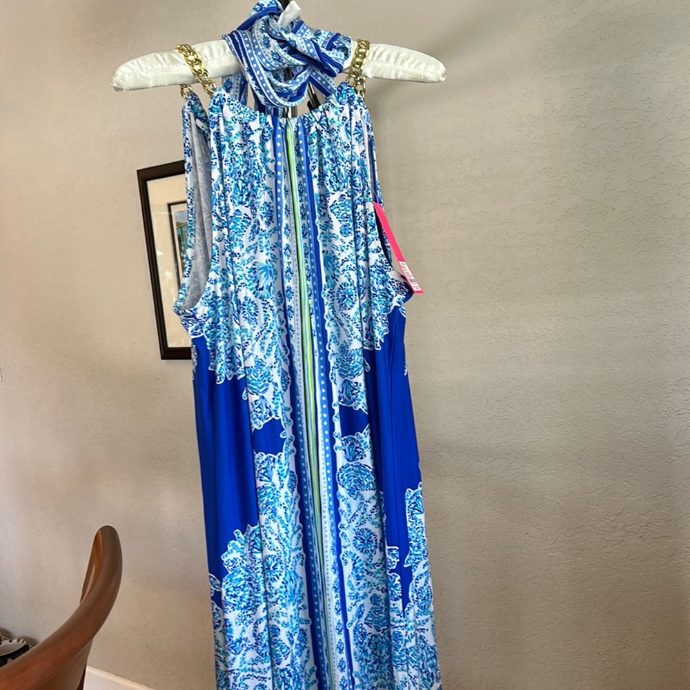 Lilly Pulitzer Bingham Midi Dress Sz L, NWT, includes sash belt.